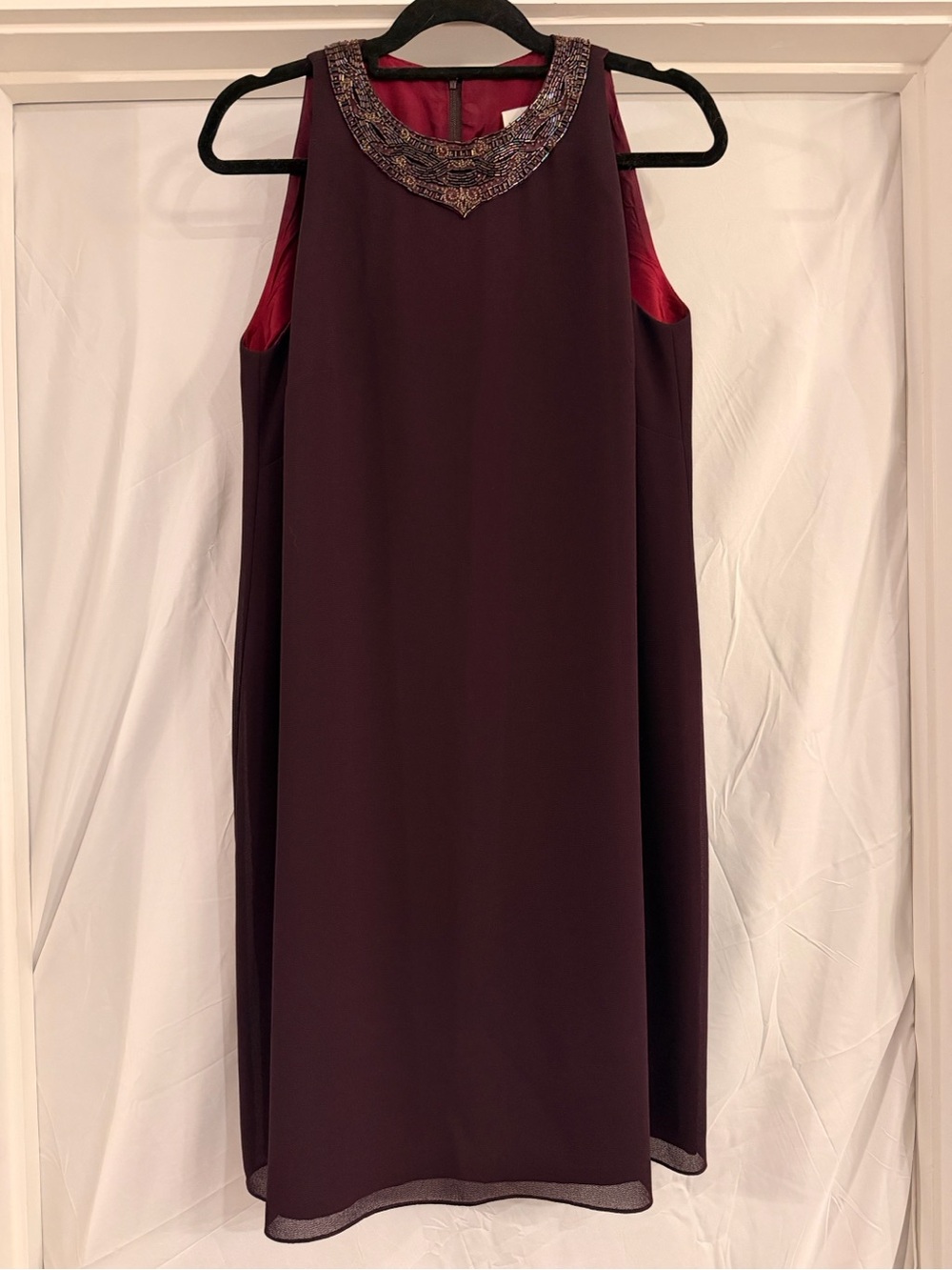 After Dark Burgundy Beaded Formal Dress Jacket Set 14W